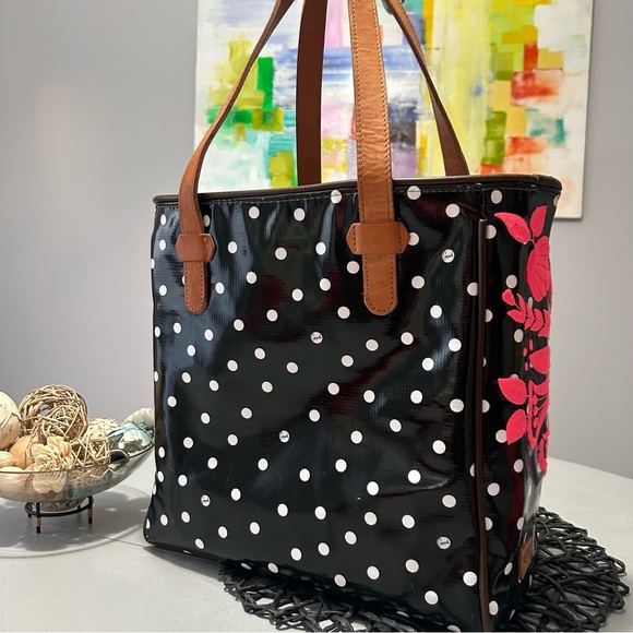 Consuela Black Polka Dot/Pink Valentina Tote - Picture 4 of 16